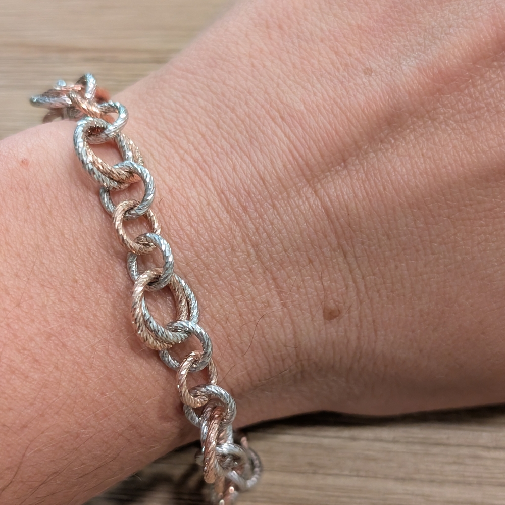 Italian Silver And Rose Gold Bracelet (.925)